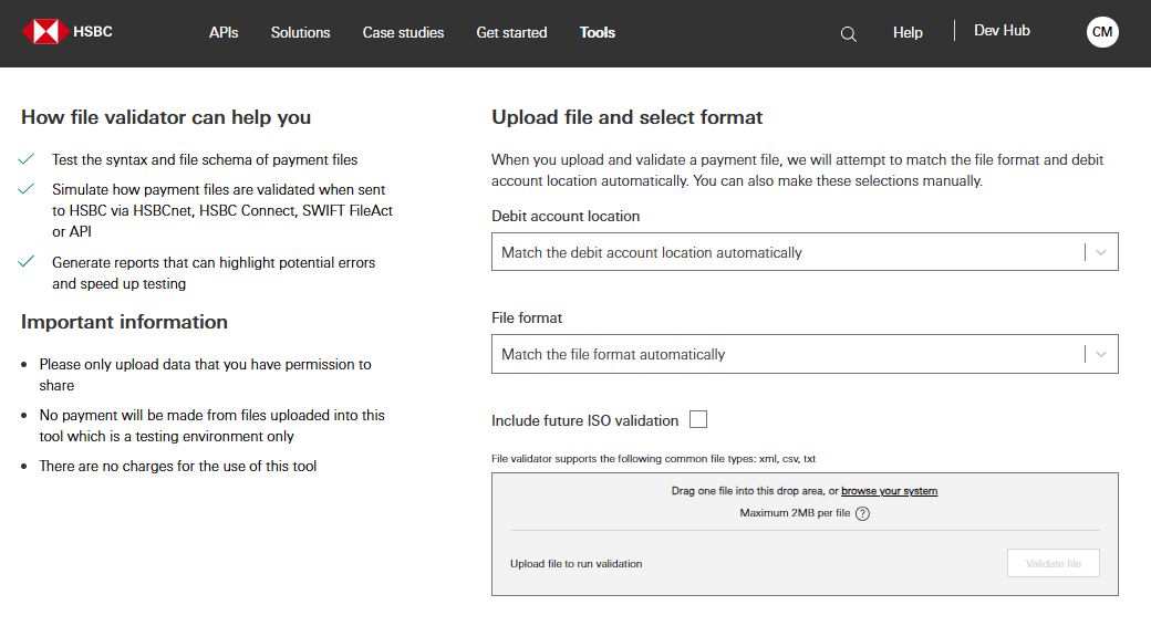 file validator landing page